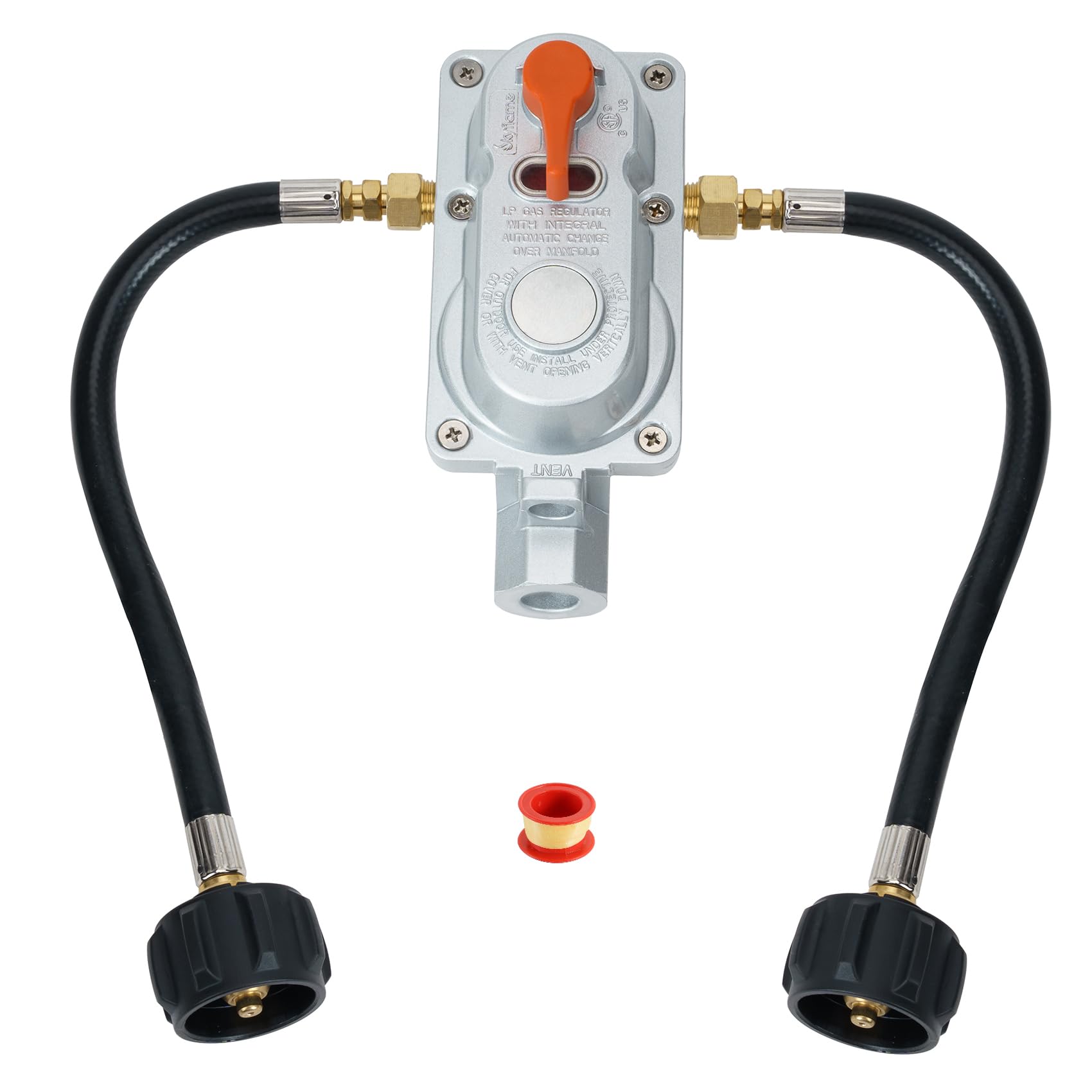 Photo 1 of Skyflame RV Propane Regulator for Dual Tanks, 2 Stage Auto Changeover LP Regulator with 2PCS 12 Inch Pigtails for RV Trailers Camper, Vans/Trailers Primary Cylinder