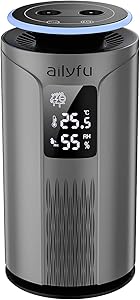 Air Purifier, ailyfu Negative Ion Air Purifier with LCD Display Temperature and Humidity, Filterless, Purified Smoke, Pollen, Dust, Odor for Bedroom Kid’s Room Office Desktop Car