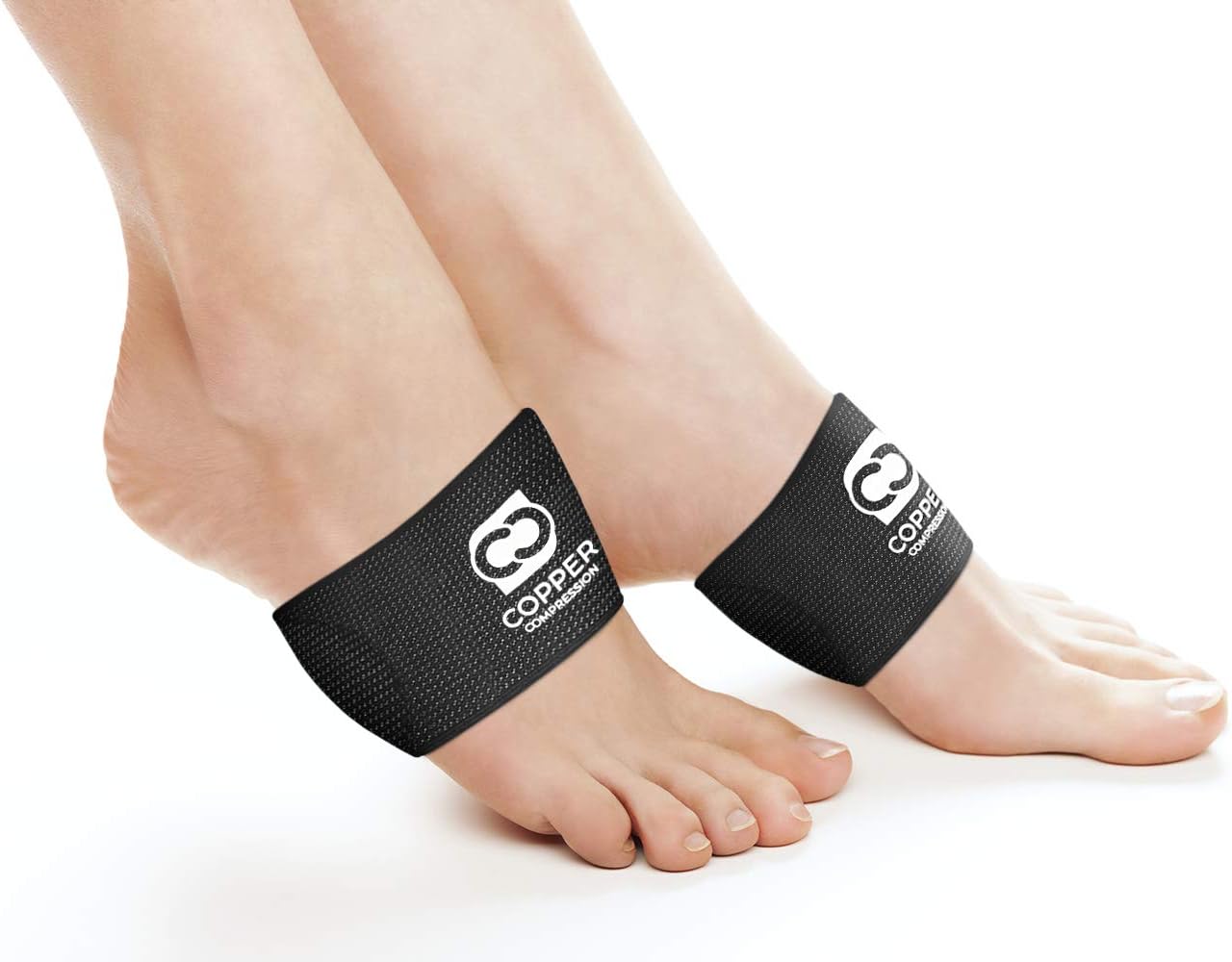 Copper Compression Padded Arch Support - 2 Padded Plantar Fasciitis Sleeves. Guaranteed Highest Copper Arch Supports with Pad. Planter Fasciitis Support Braces for Foot Care, Feet Pain, Flat Arches: Health & Personal Care