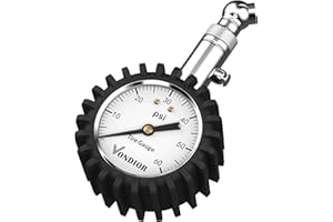 Vondior Tire Pressure Gauge - (0-60 PSI) Heavy Duty, Certified ANSI Accurate with Large 2 Inch Easy to Read Glow Dial, Low - 