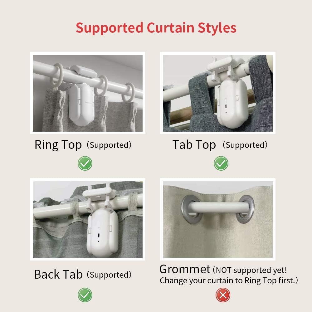 SwitchBot Curtain Smart Electric Motor - Wireless App or Automate Timer Control, Add Hub Mini/Plus Compatible with Alexa, Google Home, HomePod, IFTTT (Rod, White) - - 