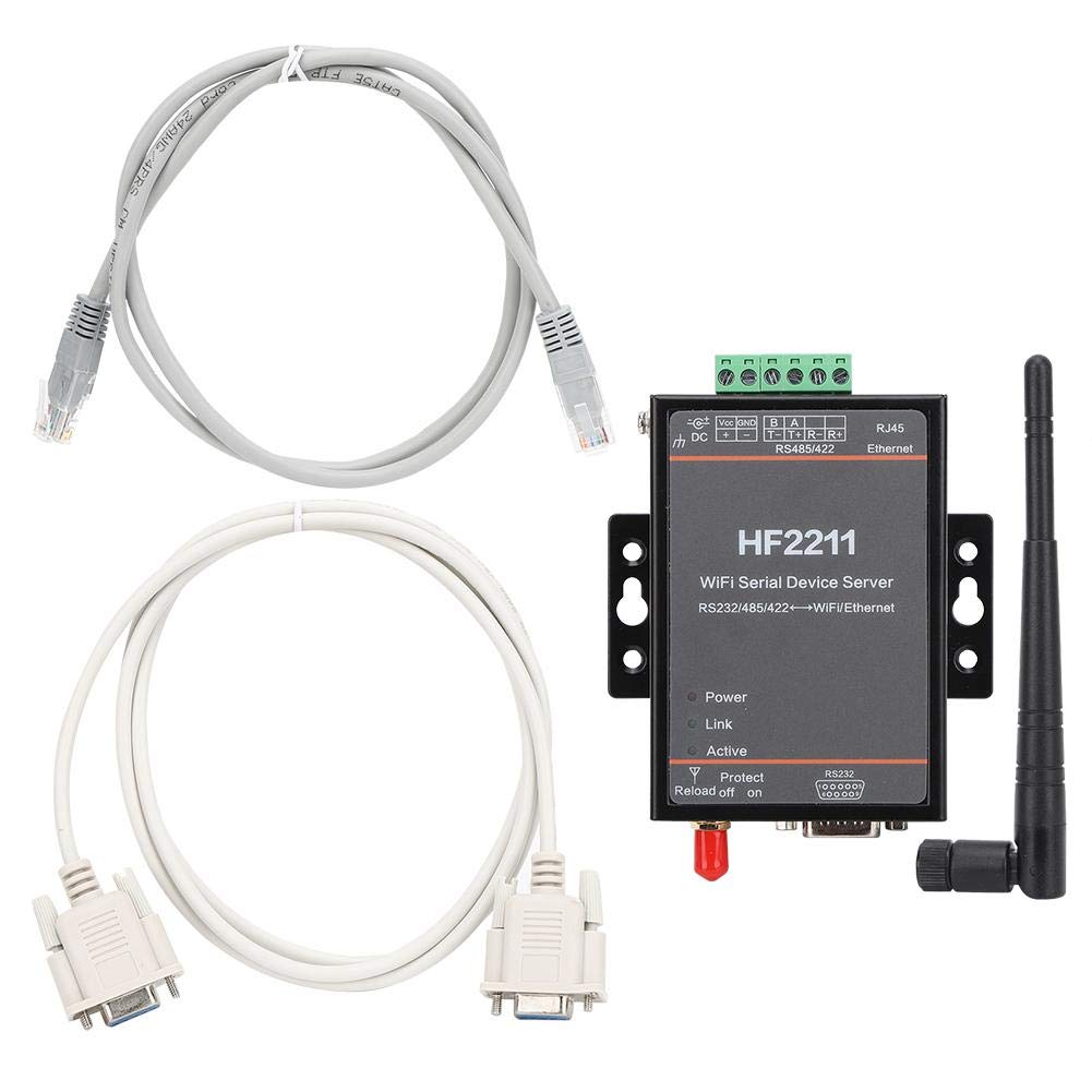 Serial Server, HF2211 Port RS-232/422/485 Serial-to-WiFi & Ethernet DTU Network Communication Device Server 5-36VDC