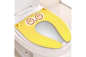 Gimars Upgrade Folding 6 Large Non Slip Silicone Pads Travel Portable Reusable Toilet Potty Training Seat Covers Liners with Carry Bag for Babies, Toddlers and Kids, Yellow