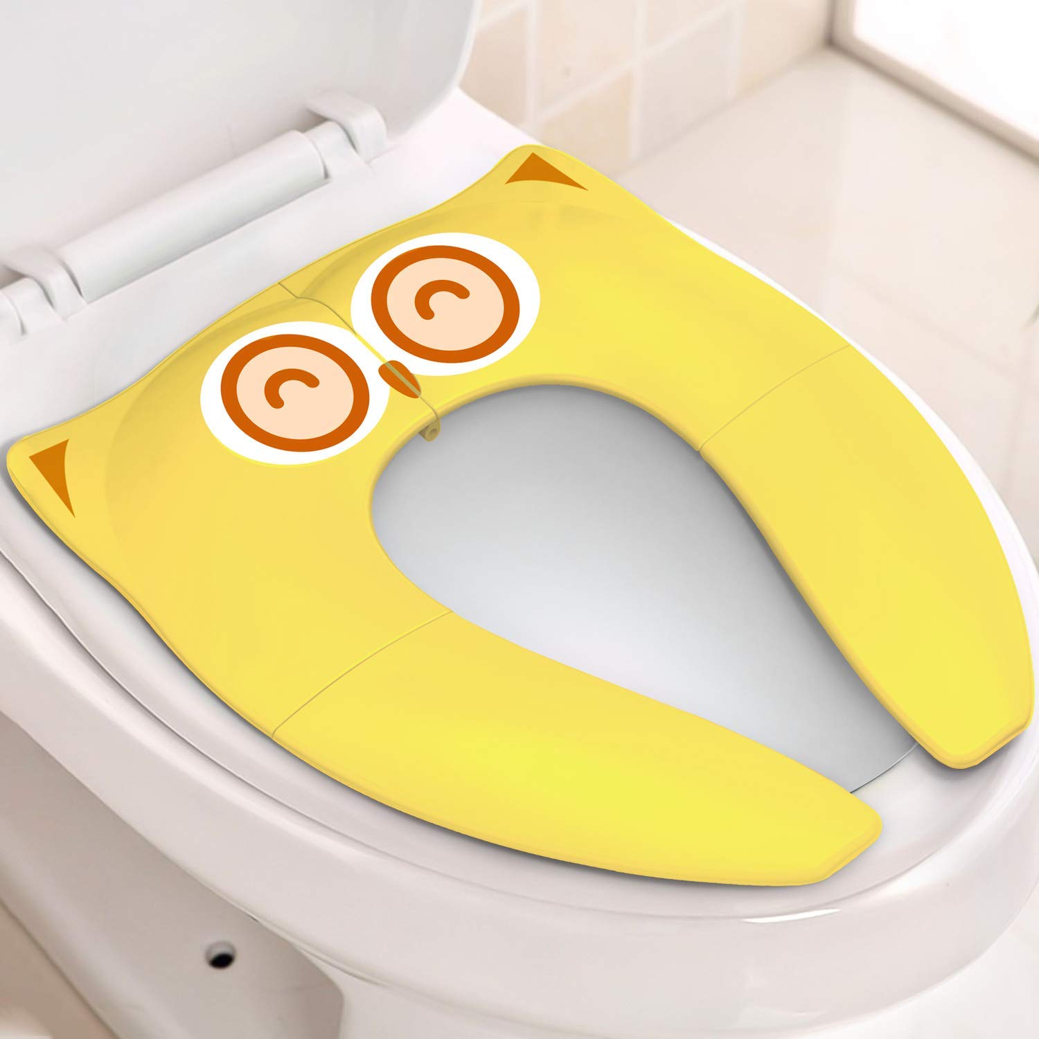 Photo 1 of Gimars Upgrade Folding 6 Large Non Slip Silicone Pads Travel Portable Reusable Toilet Potty Training Seat Covers Liners with Carry Bag for Babies, Toddlers and Kids, Yellow