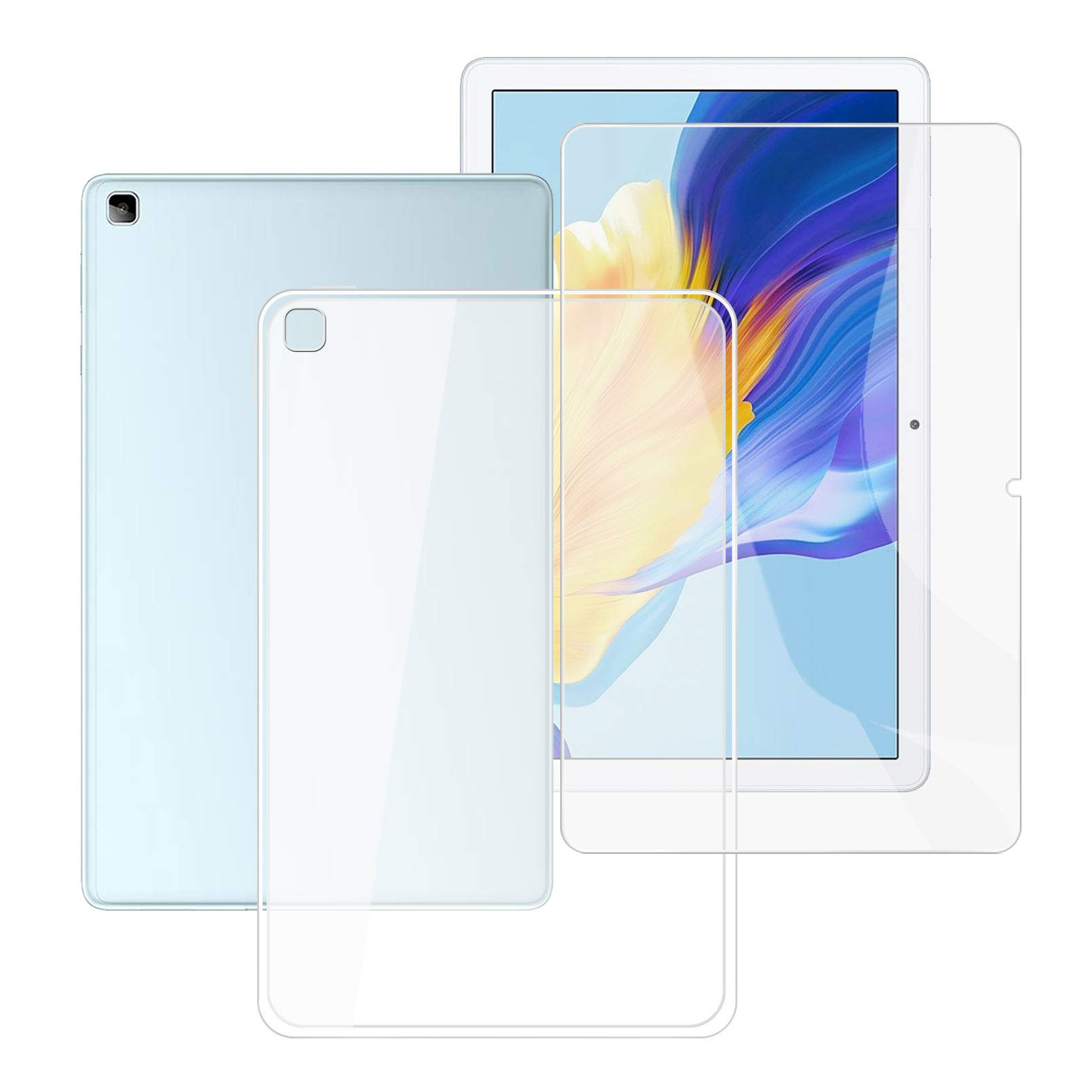 HHUAN Tablet Case + HD Tempered Glass Screen Protector for Lenovo Tab P11 TB-J606F 11.0 Inches, Semi-Transparent Soft Silicone Protective Bumper TPU Cover Case Semi-Transparent
