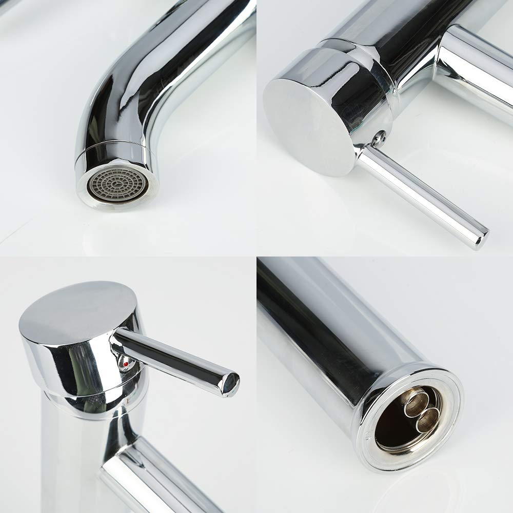 INEX INL 5225 XL Rubinetto Lavabo Nero Titanio - Finitura Lucida - Bagno Moderno Con Installazione Facile - Garanzia 10 Anni - 4