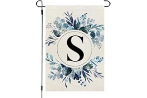 CROWNED BEAUTY Winter Monogram Letter S Garden Flag 12x18 Inch Double Sided Small for Outside Welcome Burlap Family Last Name Initial Yard Flag CF1186-12