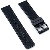 StrapHabit Quick Release Sailcloth and FKM Rubber Hybrid Watch Strap Band 20mm 22mm Nylon