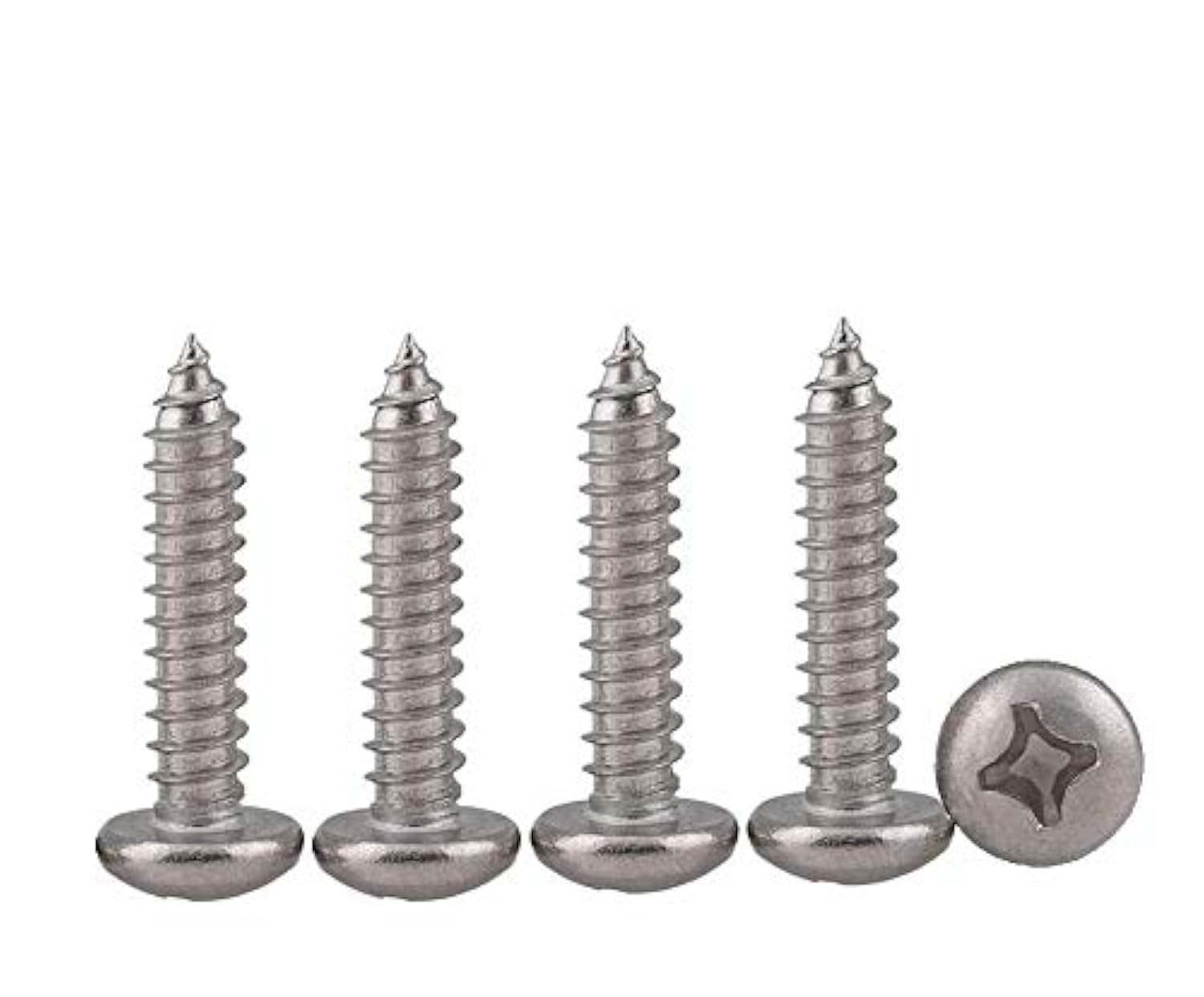 Drenky 100 Pcs Phillips Pan Head Screws 304 Stainless Steel Self-Tapping Screws Self-drilling Wood Screws Standard Cross Groove Full Thread Woodworking Fastener M3 X 12 — image 1