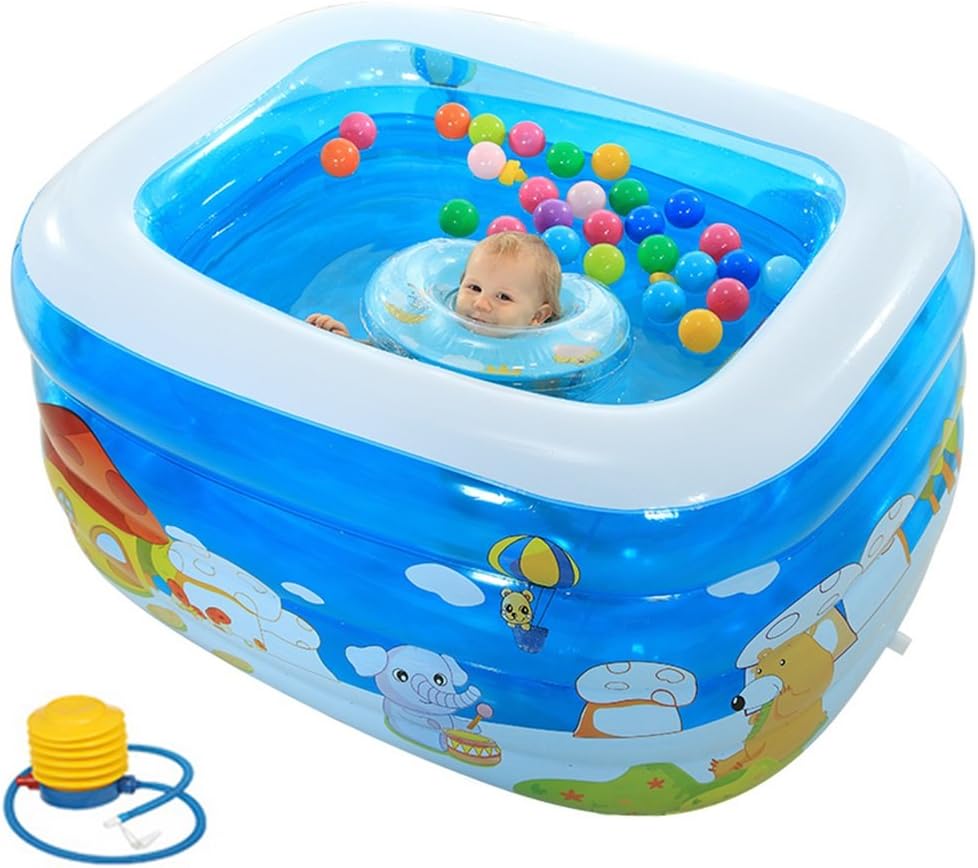 Children's inflatable swimming pool green PVC bath tub ( Color : Foot pump )