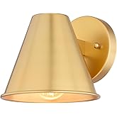 VAXCEL Smith 6.25 in. H 1-Light Gold Contemporary Outdoor Wall Sconce, Durable Steel Metal Cone Shade, LED Compatible, Dark S
