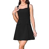 Allegra K Party Dress for Women Square Neck Sleeveless Wide Shoulder Strap A Line Cocktail Mini Short Dresses