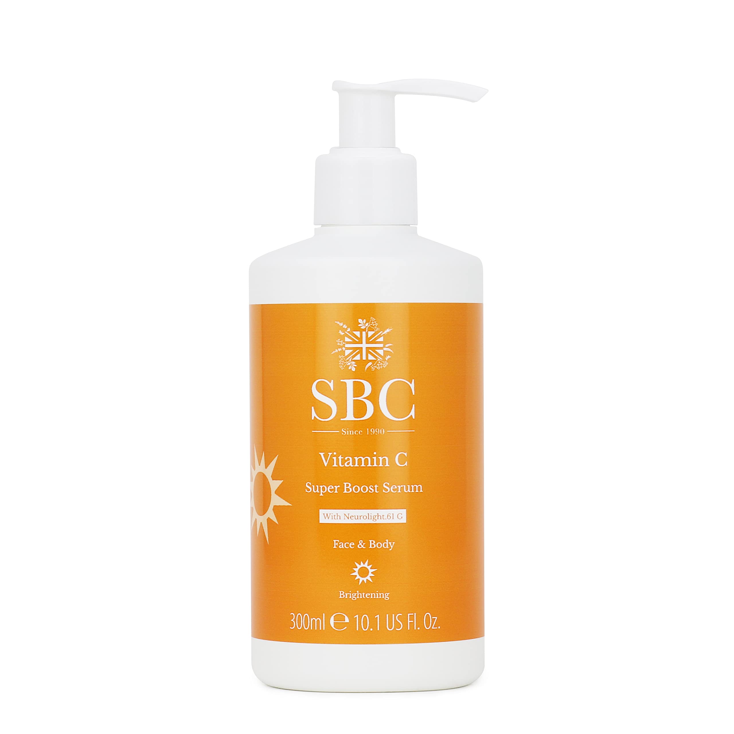SBC Skincare Vitamin C Super Boost Serum - 300ml | Vitamin C Face & Body Serum With Hyaluronic Acid | Vegan Friendly Vitamin C Serum | Oil-Free Hydrating Serum