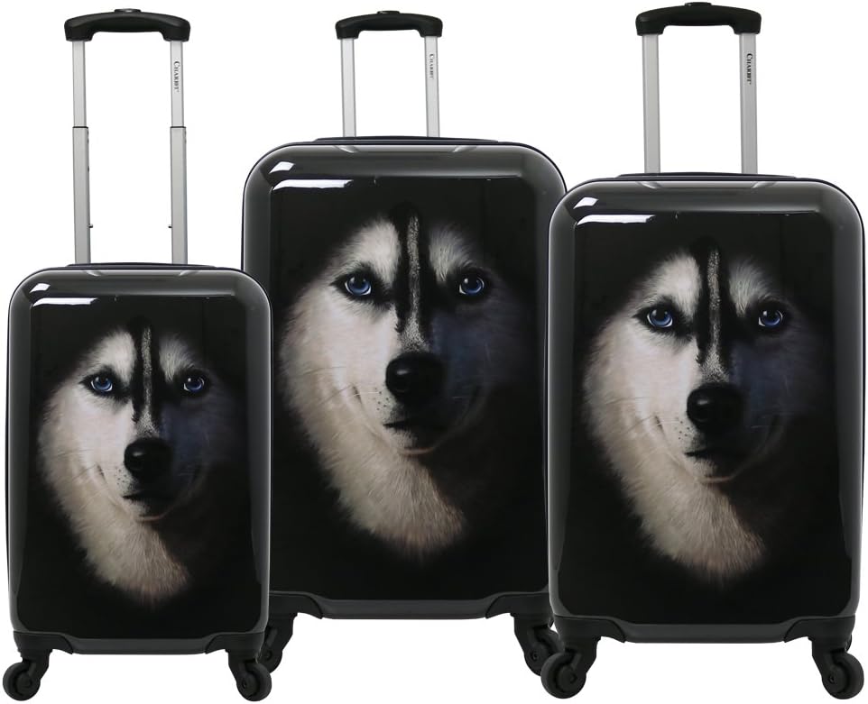 Chariot Dog 3-Piece Expandable Hardside Lightweight Spinner Luggage Set, Husky
