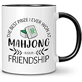 Zomhix Mahjong Gifts 11 Oz Stoneware Porcelain Coffee Mug - Mahjong Themed, 11 Ounces, Cylindrical, Novelty, Reusable, Kitchen, Home, Drinking Coffee, Drinking Water, Steeping Tea