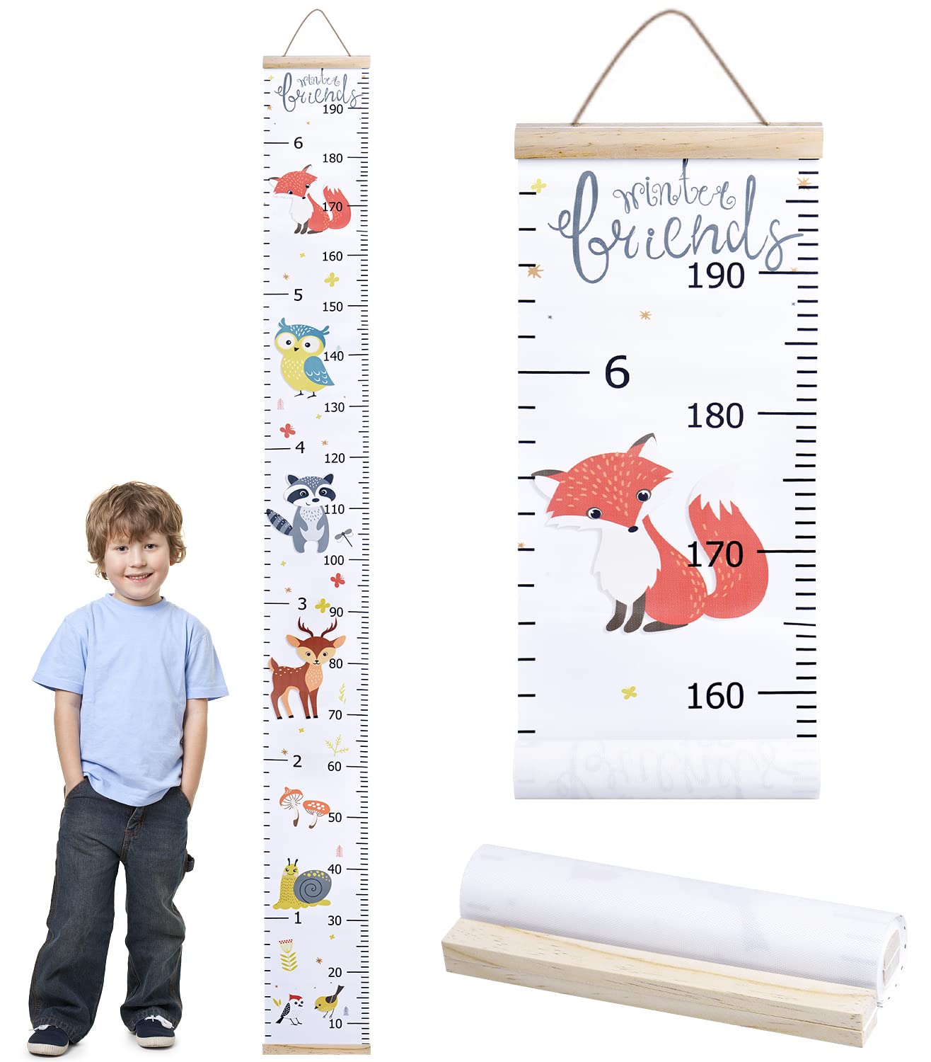 Weegoo Height Chart for Kids Height Wall Chart Hanging Height Measuring Wall Chart for Baby Boys Girls Children Bedroom Nursery Wall Decoration (Animals, 78.7 Inchx7.87 Inch)