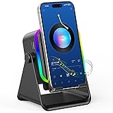 TARKARI Wireless Induction Speaker, 5 in 1 Bluetooth Speaker with Phone Stand, Charging Function 360° Rotation Phone Holder Compatible with iPhone Android iPad Samsung, Birthday Gifts for Men Women