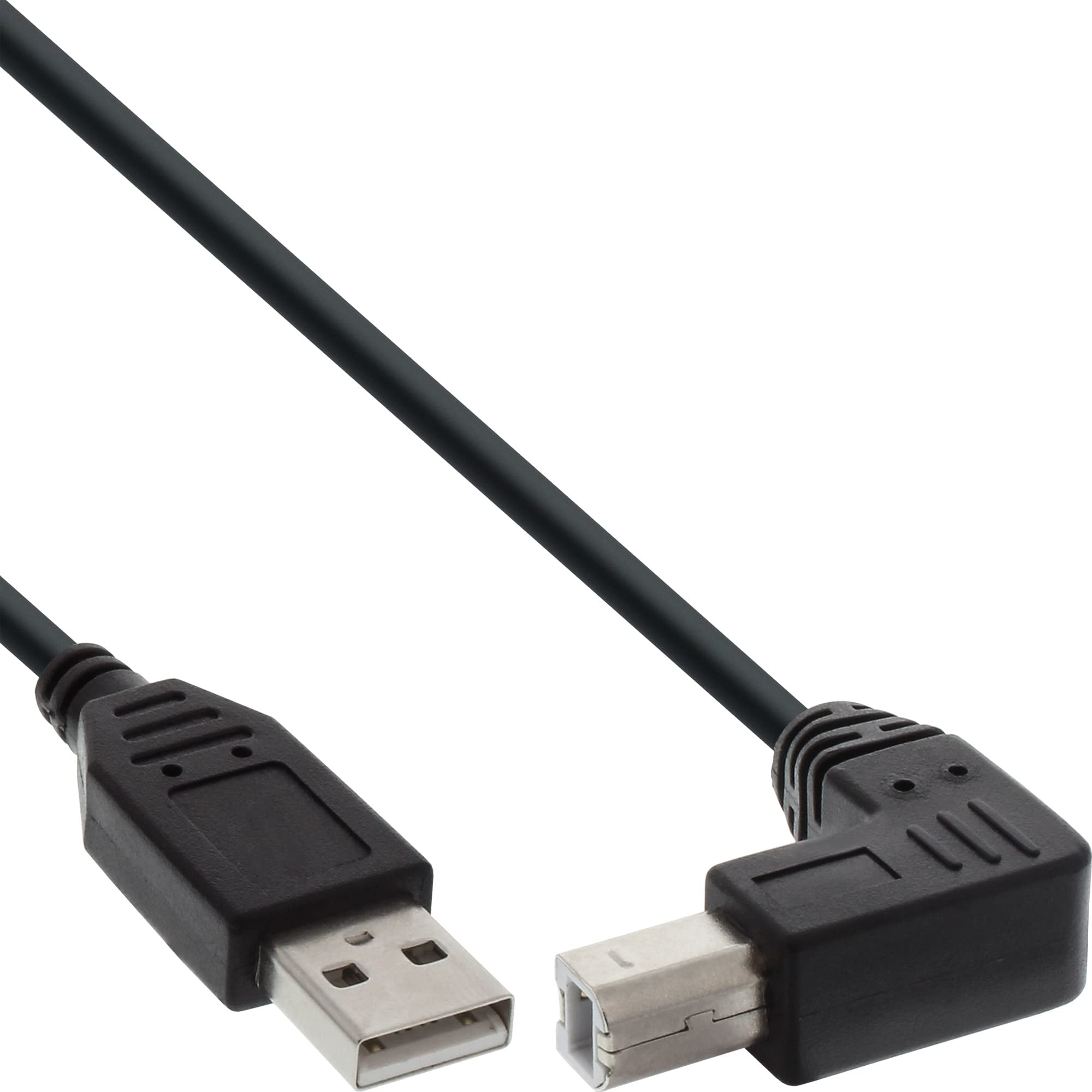 InLine 34520U USB 2.0 Cable A to B Below Angled 2 m Black