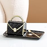 Jmugmt Handbag Shaped Mug with Saucer and Spoon, Cute Handbag Mug, Birthday Gifts for Women Girlfriend Office Use 10 Ounce Bl