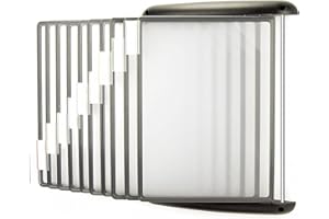 Aidata FDS022L E-Z Wall Mount Reference Organizer, Black, Can display 20 pages of reference sheets, Pockets swivel independently of the base to position pages where you want them