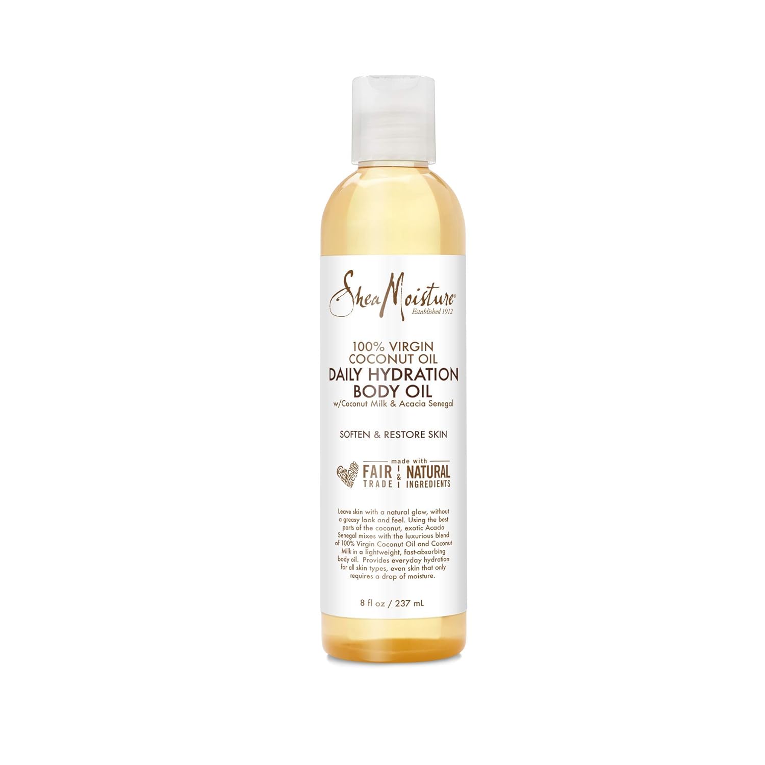 SheaMoisture Daily Hydration Body Oil for Dry Skin 100% Virgin Coconut Oil with Shea Butter 8 oz : Beauty