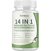 EVERVISION 14 in 1 Advanced Eye Formula, Eye Supplement with Lutein, Zeaxanthin, Astaxanthin, Bilberry Extract & Zinc, Eye Vitamin and Mineral Supplement for Adults & Seniors, 60 Capsules (1)