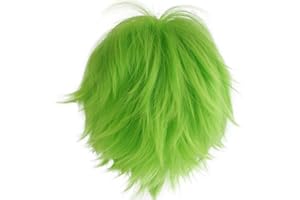 Aicos Short Green Wig Spiky Layered Anime Cosplay Wig Halloween Christmas Carnival Dress Up Pretend Play Party Wig+Wig Cap