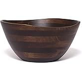 Lipper International Walnut Finish Large Wavy Rim Bowl
