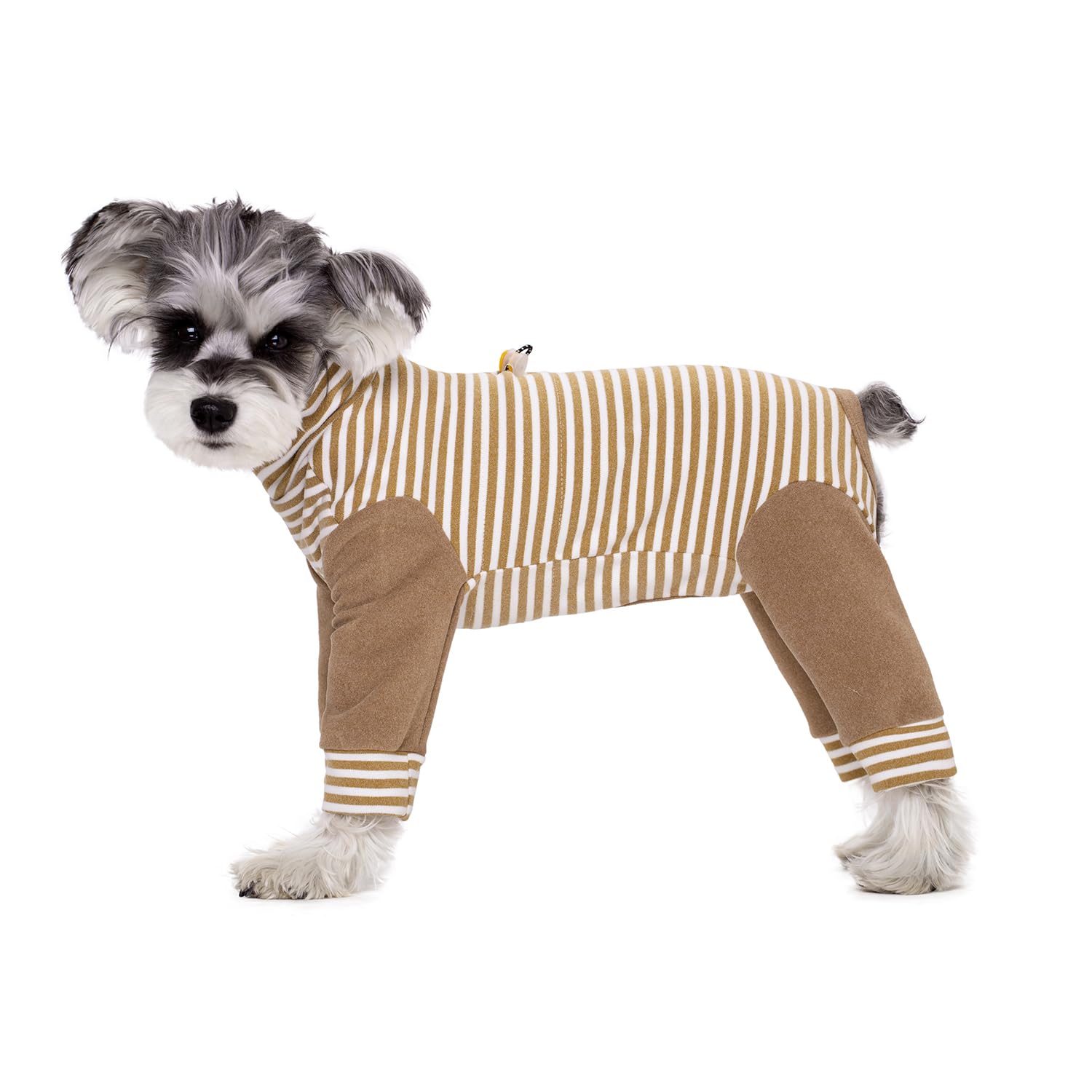 Small Dog Recovery Suit, Stripe Anti-Shedding Dog Pajamas Pjs, After Surgery Dog Jumpsuit, Dog Sweater Coat for Puppy Small Dog_S(Brown)