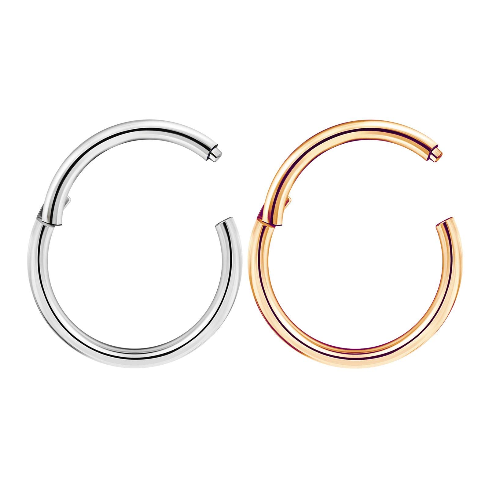 2PCS Steel Rose High Polished Septum Hinged Segment Ring Clicker Nose Hoop 16 Gauge 3/8 10mm Earrings Piercing Jewellery 3474