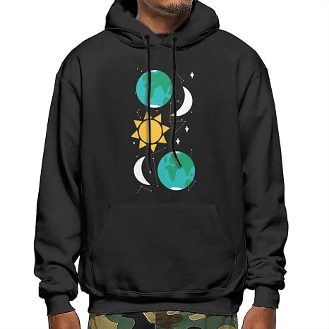 sun and moon print hoodie