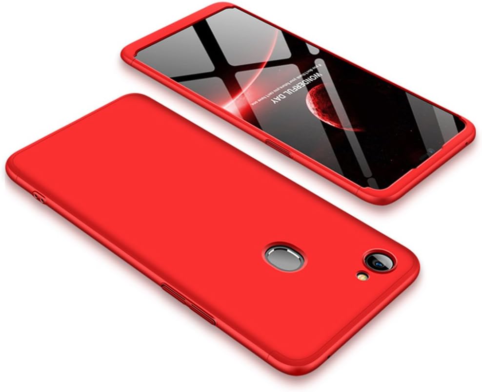 FaLiAng Oppo F7 Case, 3 in 1 Detachable Anti-Scratch PC Hard Case 360° Full Body Shockproof Protection Case Cover for Oppo F7 (Red)