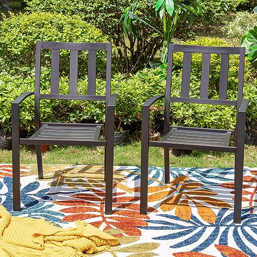 MFSTUDIO 2 Piece Patio Wrought Iron Dining Seating Chair Supports 300