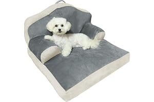 INRLKIT Pet Couch Bed, Machine Washable Dog Cat Beds for Small Dogs & Cats, Cozy Non-Slip Fluffy Cat Sofa Bed Up to 30lbs