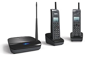 EnGenius FreeStyl SIP2, Long Range, Portable 900 Mhz VoIP Phone with 2-Way Radio for Broadcast/Intercom, Expandable up to (10) Handsets per Base, 10 Acres of Coverage, Includes (2) Handsets