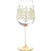 NymphFable Colorful Wine Glass Golden Crown Artisan Painted Glass 15oz Personalised Gift for Birthdays Weddings