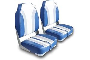 Vancus Fishing Boat Seat High Back with Backrest Folding Boat Chair Marine Bass Jon Boat Seats 2 Pack, White&Black