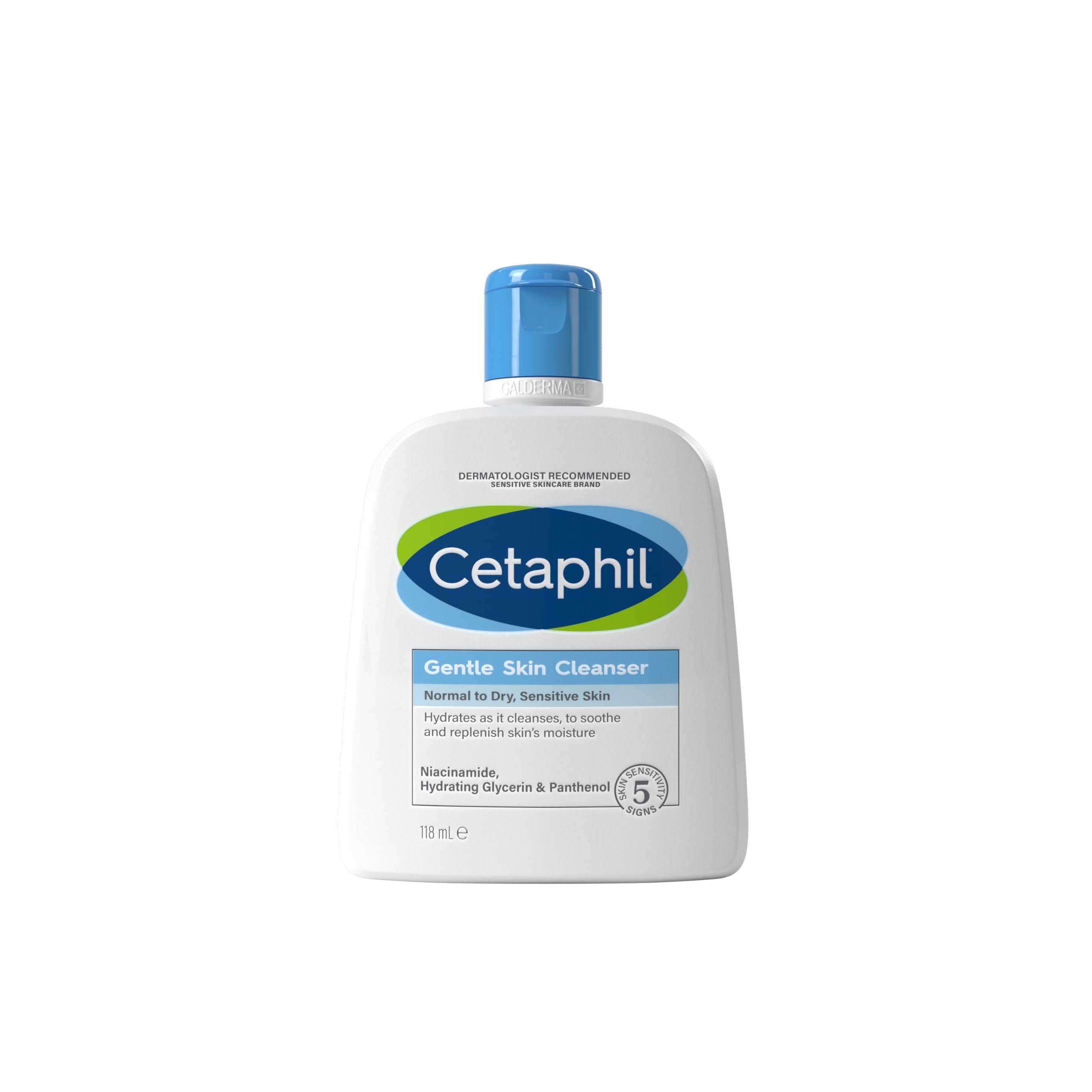 Cetaphil Gentle Skin Cleanser Travel-Size 118ml, Soap-Free Face & Body Wash, Hydrates Dry, Normal & Sensitive Skin With Niacinamide, Vegan Friendly, Packaging May Vary