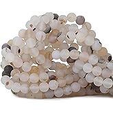 CHEAVIAN 45PCS 8mm Natural Frosted Moss Grass Agate Gemstone Round Loose Beads for Jewelry Making 1 Strand 15"