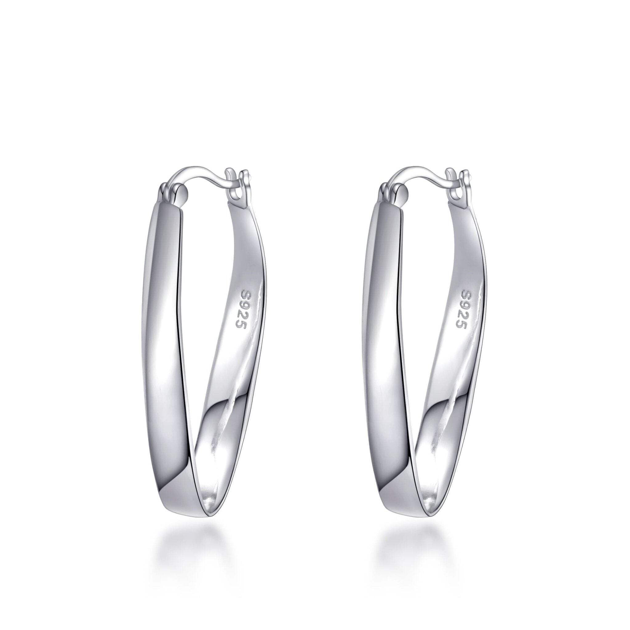 Philip Jones Sterling Silver 30mm Oval Hoop Earrings