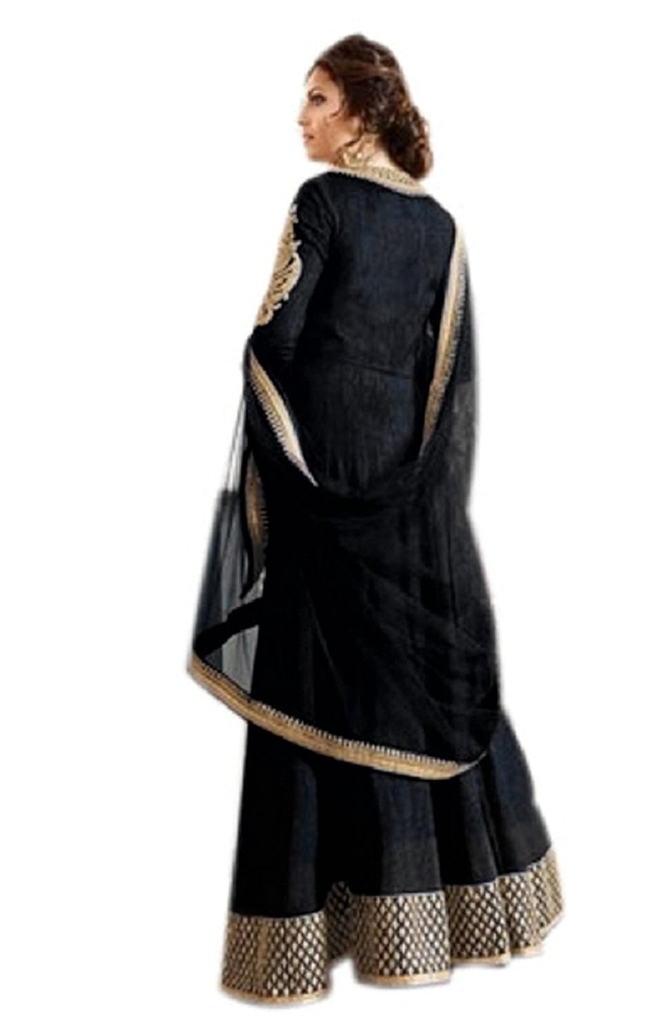 holara saree women's bangloriy silk fabric embroidery semi-stiched gown(freesize)