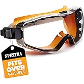 SPEXTRA Safety Goggles Over Glasses Anti-Fog Clear Lens, ANSI Z87.1 Impact Resistance, UV Protection, Lab Chemistry Goggles with Adjustable Headband, Quick-Adjust Buckle, Eyewear for Men Women