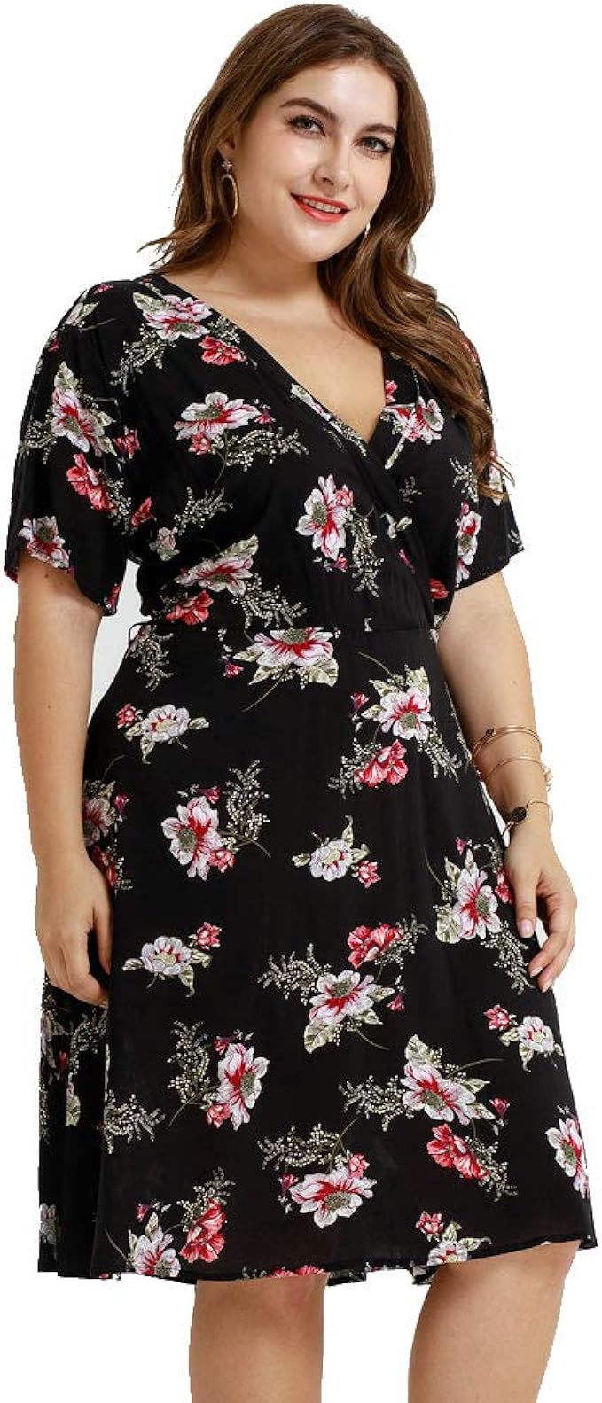 high neck flower dress