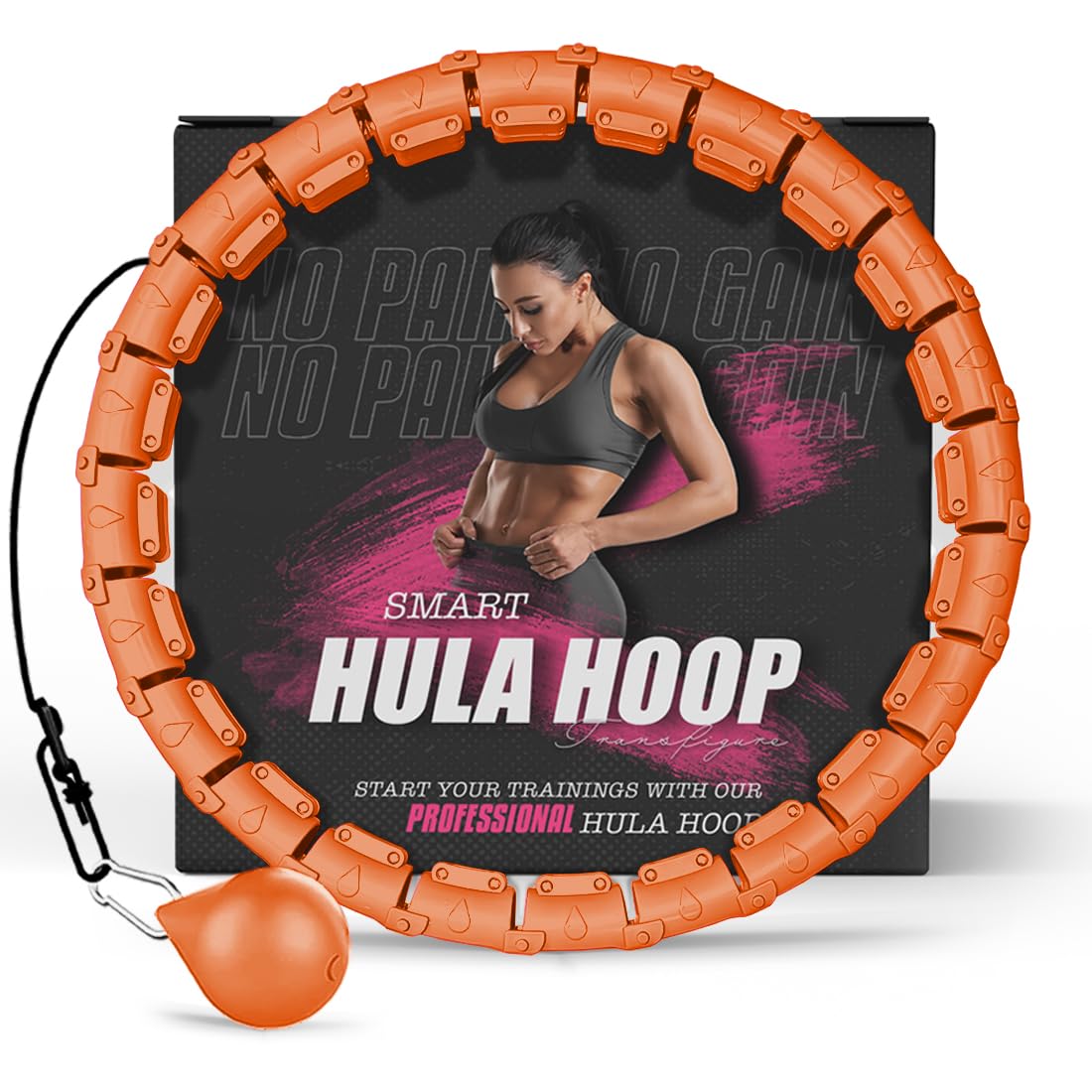 Fitness Hula Hoops, Smart Weighted Hula Hoop for Adults, Adjustable Infinity Hoop with 360° Auto-Spinning Ball, Weight Loss Exercise Equipment for Home Use