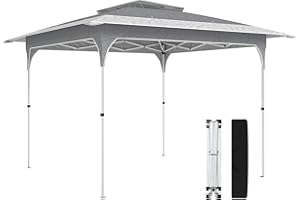 Outsunny 11.5 x 11.5 ft Pop Up Canopy Tent with 1-Button Push Easy Setup, UPF 50+ Double Tier Outdoor Instant Canopy Portable