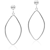 Sterling Silver Polished Open Drop Dangle Hoop Earrings 5mm Bead Post Dangle Earrings for Women