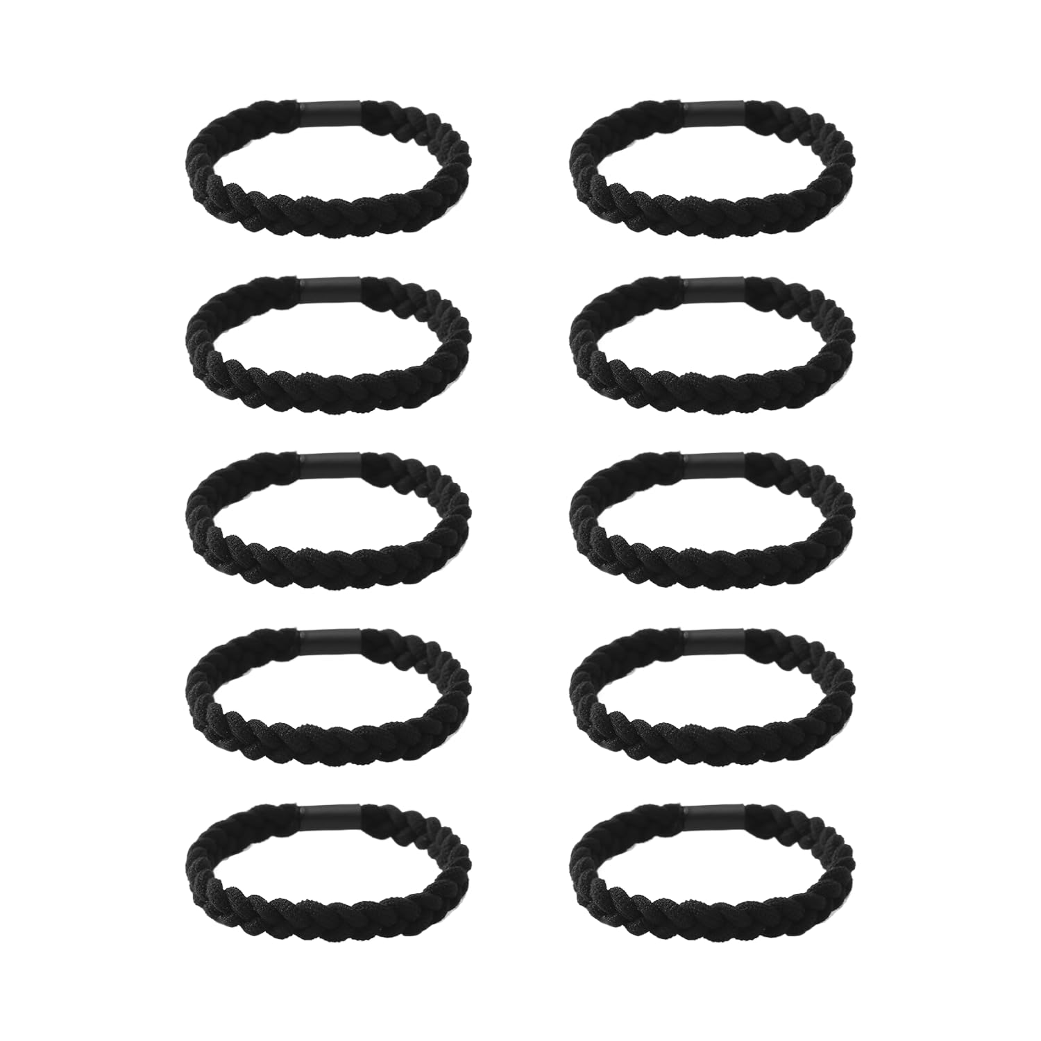 10 Pieces of Men's Braided Headbands, Men's Hair Ties, High Elastic Braided Headbands, Ponytail Fixed Hair Ties, Suitable for Ponytails and Braids (Black)