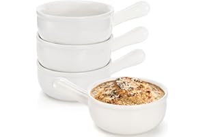 TOPZEA Set of 4 French Onion Soup Bowls with Handles, 15 Ounce Ceramic Serving Bowl Crocks for Soup, Stew, Chilli, Cereal, Mi
