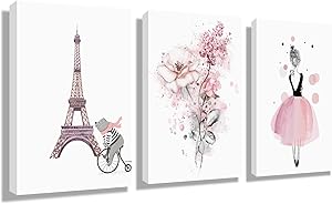 Wall Art Eiffel Tower living Room Decor - Murals Hanging Paintings Decorative Art Wall Home Decoration Painting 12x16Inch x 3Panel