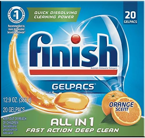 Finish All In 1 Gelpacs, Orange 20 Tabs, Dishwasher Detergent Tablets